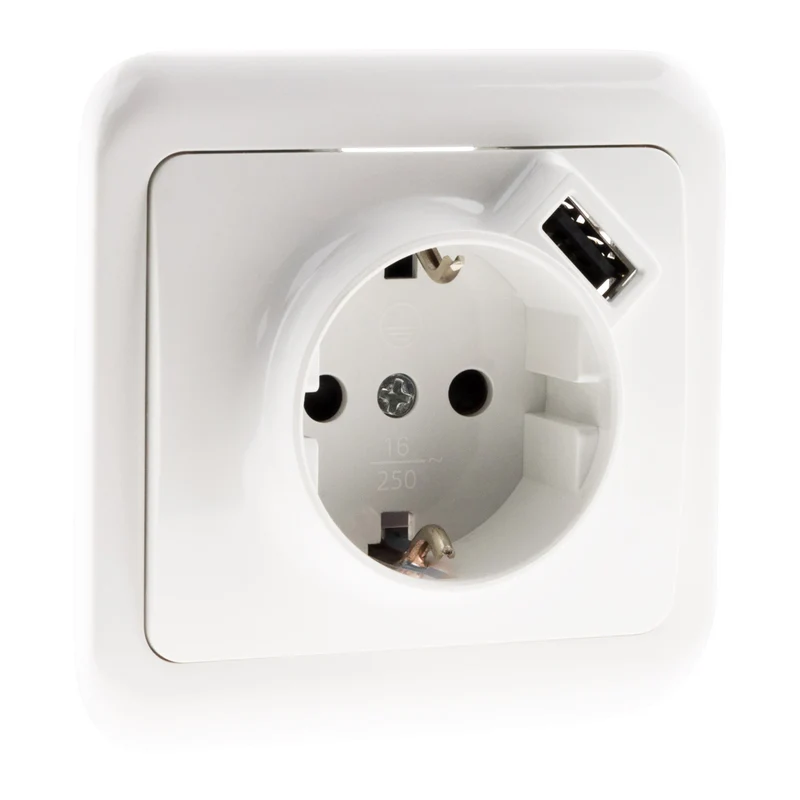 Prise encastrée Schuko 16A + USB A - Antaria - Zenitech