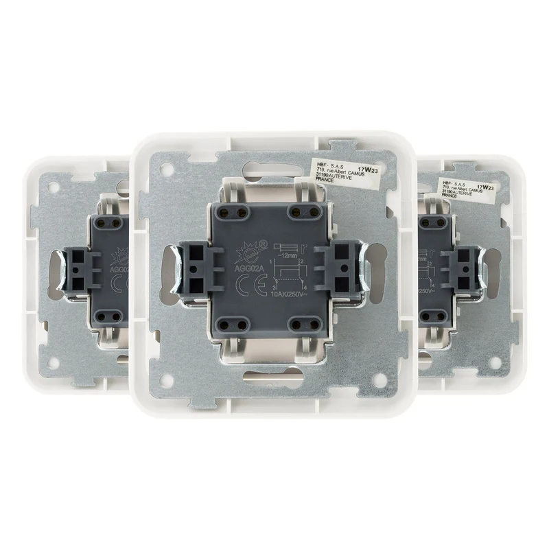 Lot de 3 interrupteurs simples 10A - Zenitech
