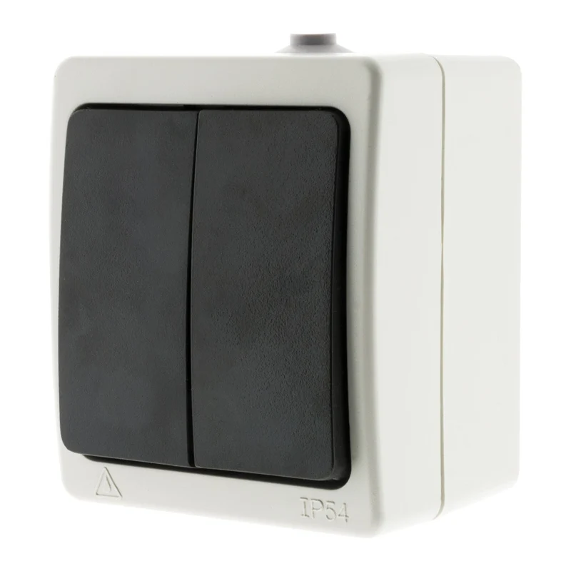 Double interrupteur va et vient 10A IP54 - noir - Aquae - Zenitech