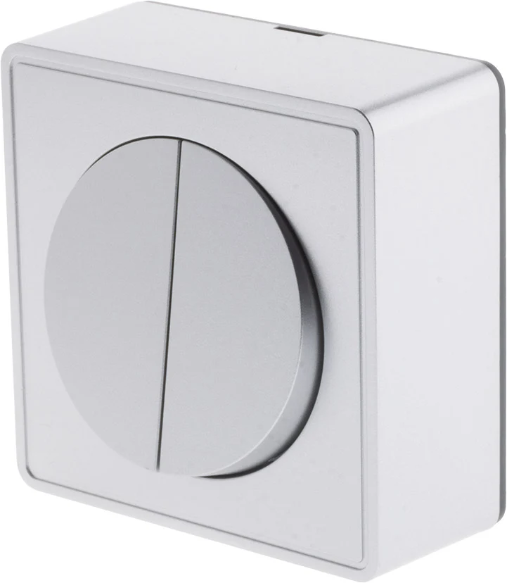 Interrupteur double complet va et vient 10A en saillie Silver - Vulco - Zenitech