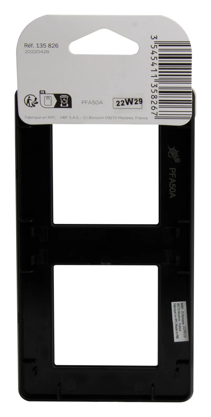 Plaque de finition double - métal Noir - Kouro - Zenitech
