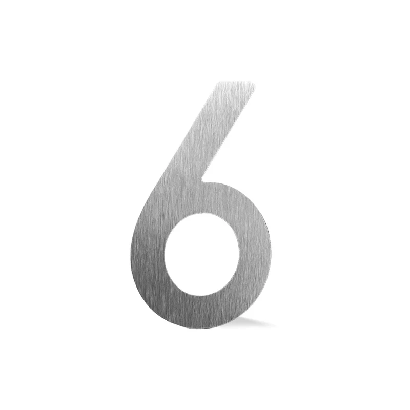 Chiffre autocollant de 4’’ en ABS, #6 (aluminium)