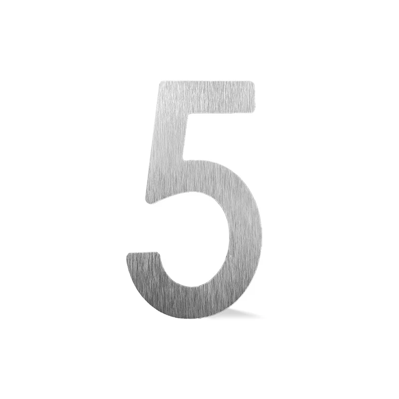 Chiffre autocollant de 4’’ en ABS, #5 (aluminium)
