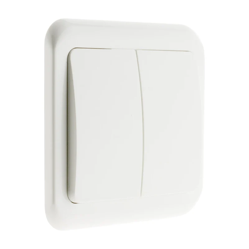 Interrupteur double encastré Antaria - Blanc - Zenitech