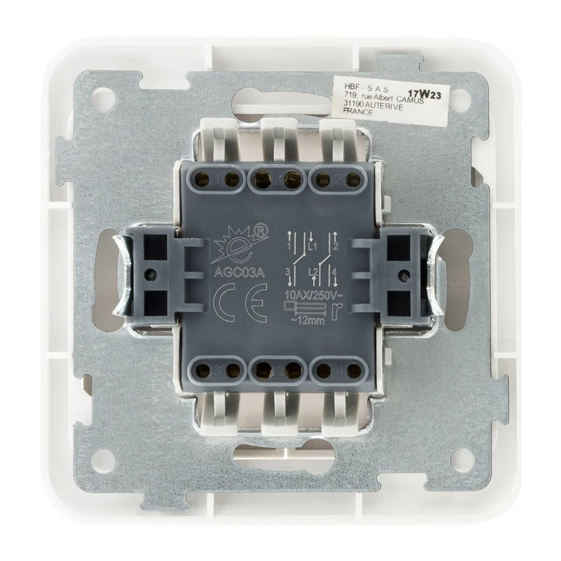 Interrupteur double encastré Antaria - Blanc - Zenitech