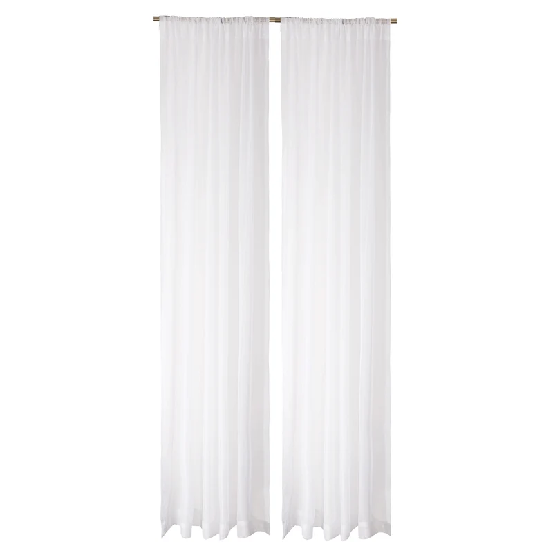 Ensemble de 2 rideaux en voilage tissé, blanc (54" x 96")