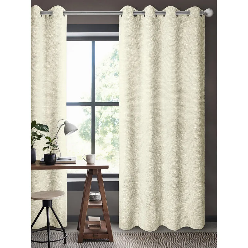 Rideau de luxe tissé à effet velours chenille, blanc cassé
