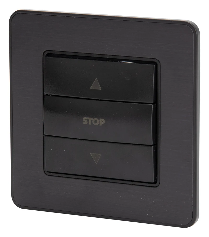 Interrupteur simple commande volets roulants 10A - métal Noir brossé - Kouro - Zenitech