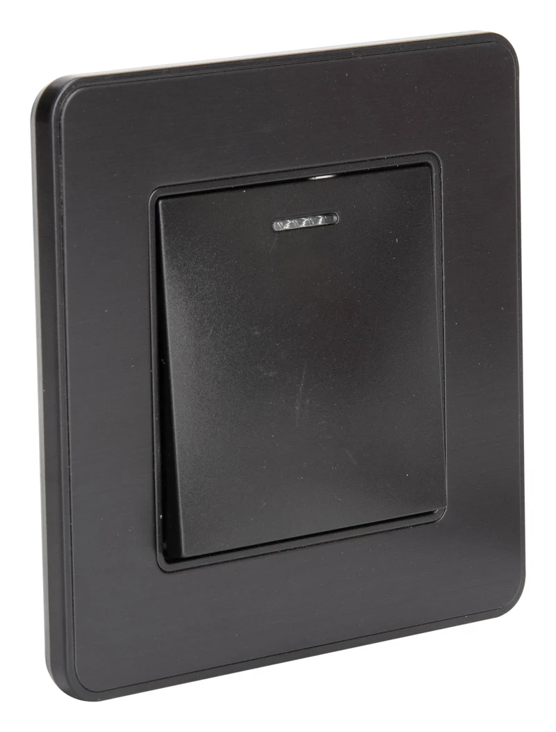 Bouton poussoir voyant en métal Noir brossé - Kouro - Zenitech