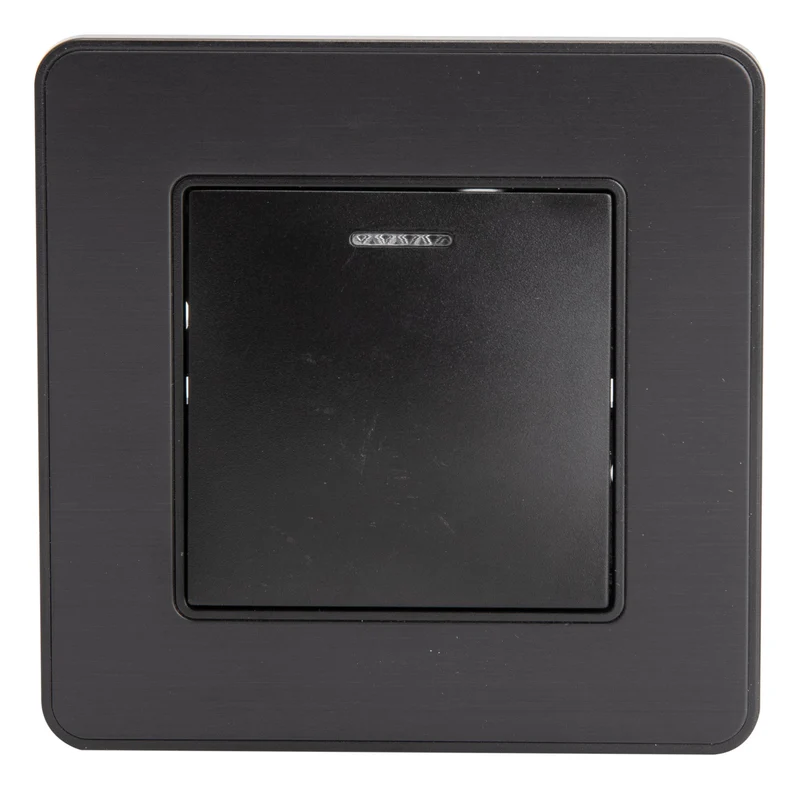 Bouton poussoir voyant en métal Noir brossé - Kouro - Zenitech