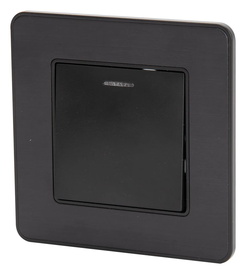 Bouton poussoir voyant en métal Noir brossé - Kouro - Zenitech