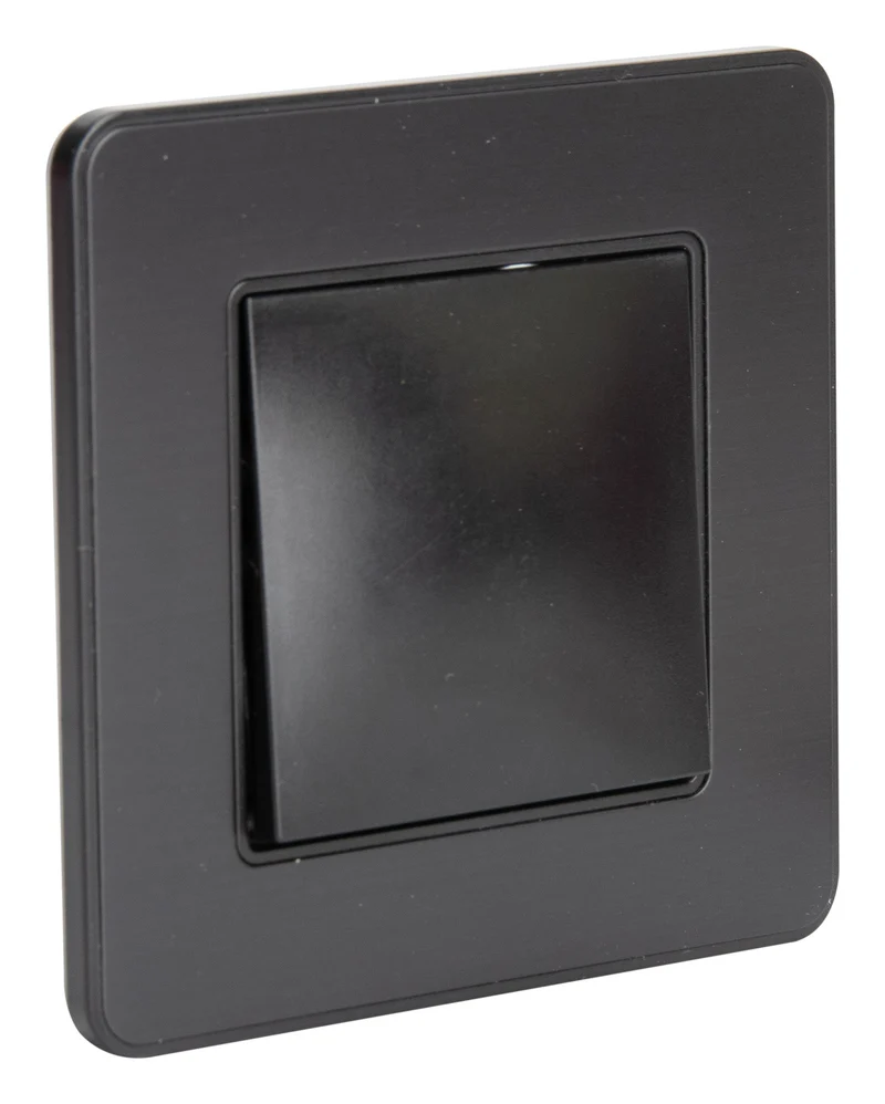 Bouton poussoir complet 10A - métal Noir brossé - Kouro - Zenitech