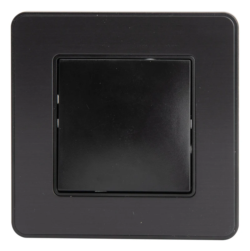 Bouton poussoir complet 10A - métal Noir brossé - Kouro - Zenitech