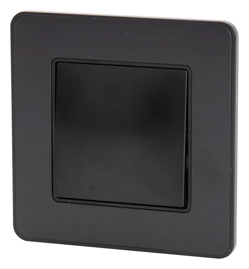 Bouton poussoir complet 10A - métal Noir brossé - Kouro - Zenitech