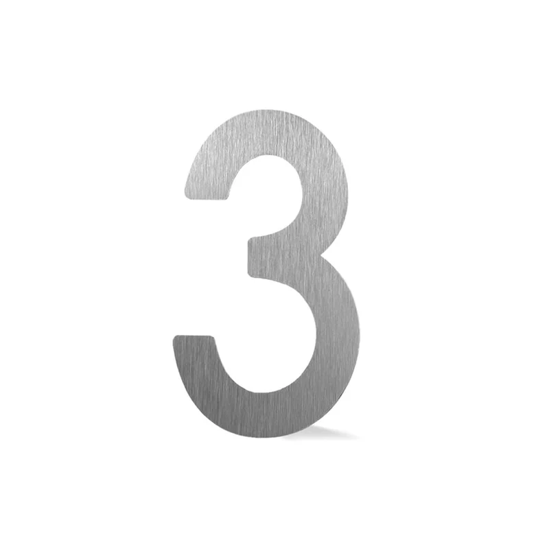 Chiffre autocollant de 4’’ en ABS, #3 (aluminium)