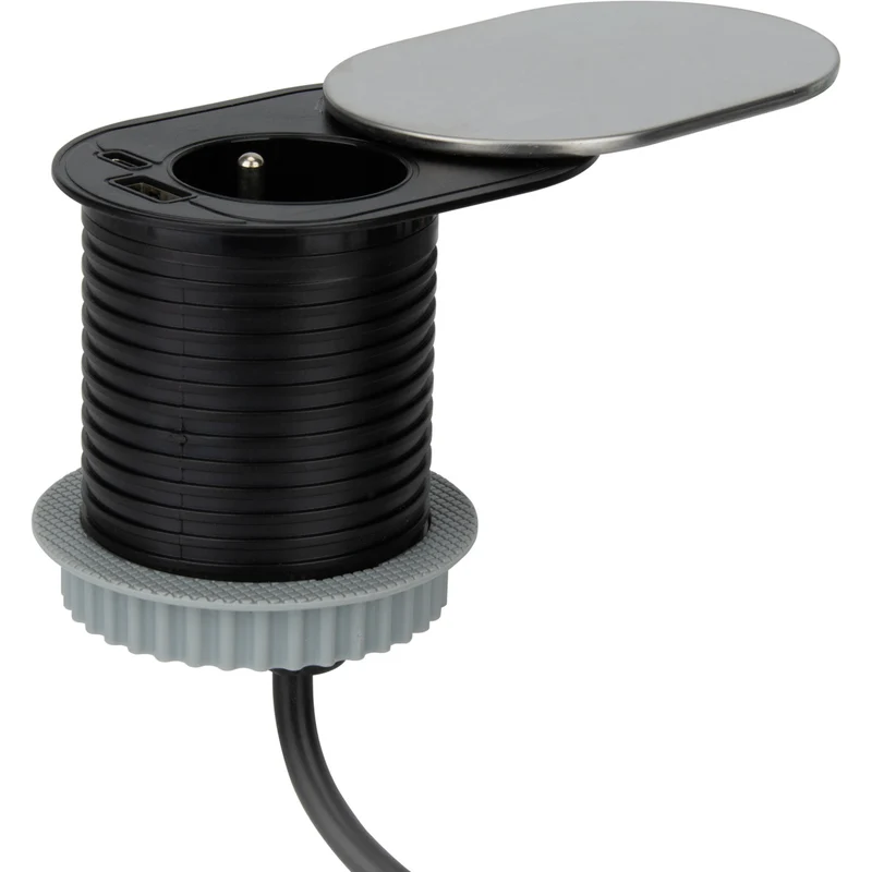 Bloc Gliss encastrable 16A + USB A+C Inox - Otio