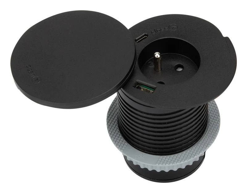 Prise encastrée + ports USB et chargeur induction QI - Otio