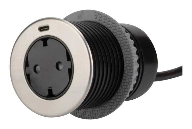 Prise encastrable affleurante Schuko + USB-C - Noir - Otio