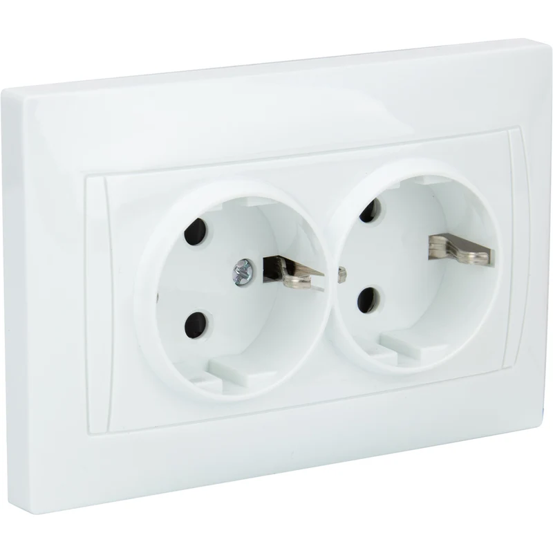 Double prise Schuko monoposte encastrée - Blanc - Zyna - Zenitech