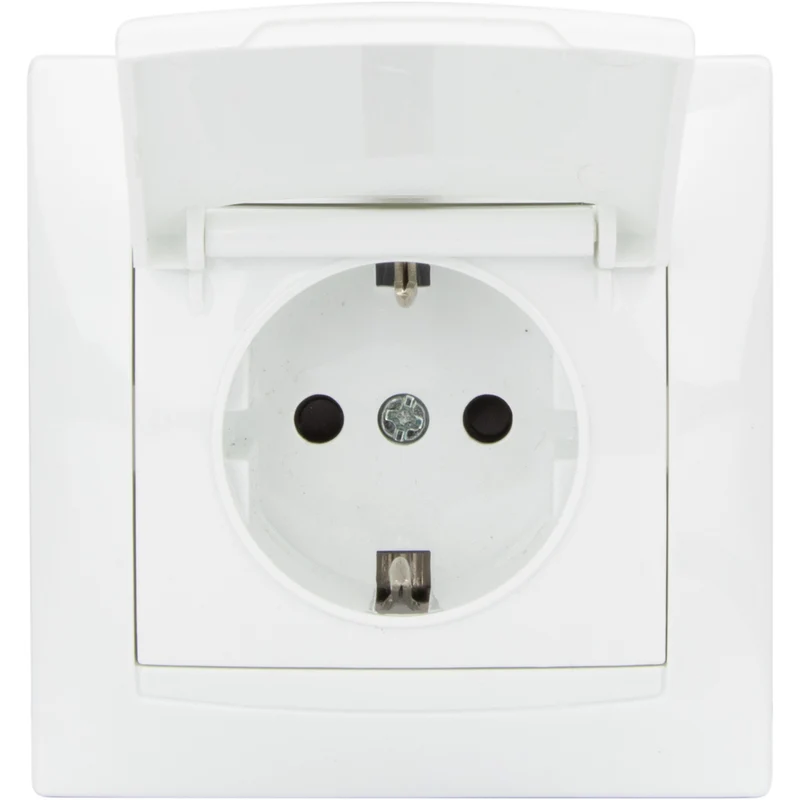 Prise Schuko à clapet encastrée - Blanc - Zyna - Zenitech
