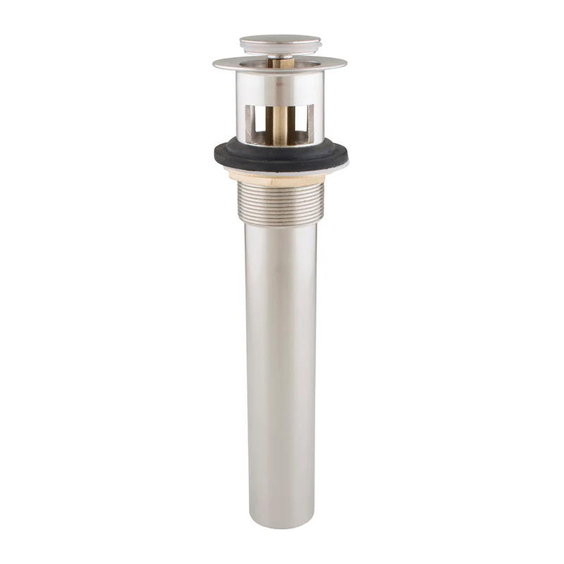 Bonde escamotable pour lavabo avec trop-plein, 1-1/4" x 8" (nickel satiné)
