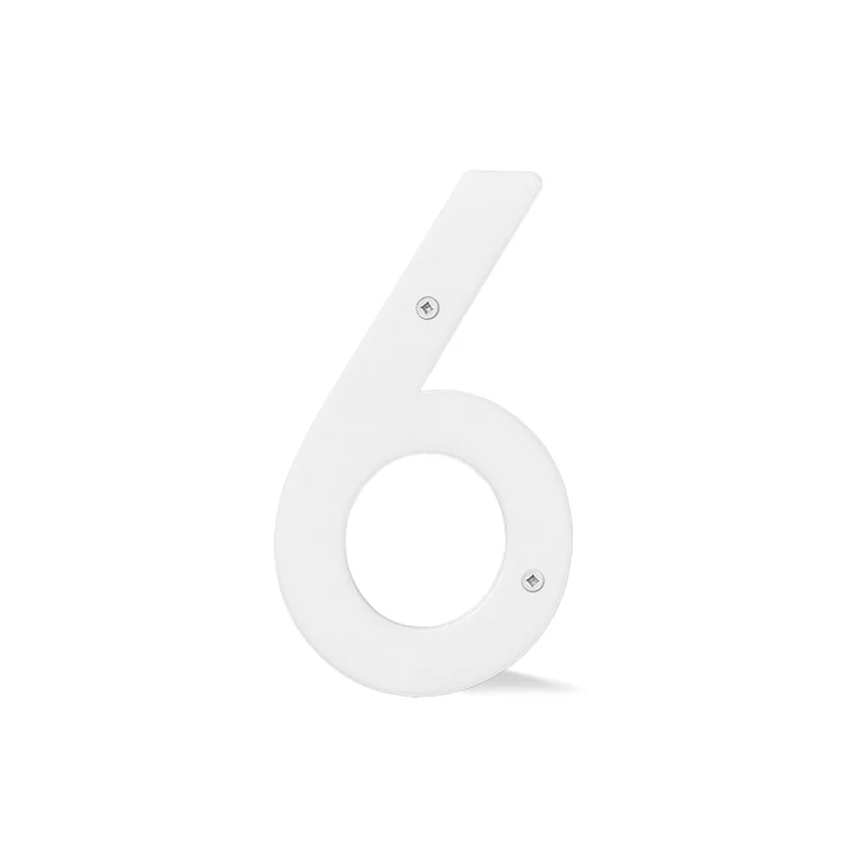 Chiffre percé de 5’’ en plexiglas, #6 (blanc)