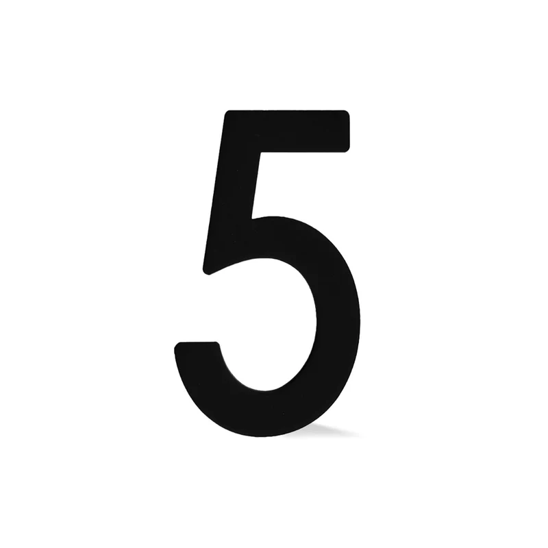 Chiffre autocollant de 4’’ en plexiglas, #5 (noir)