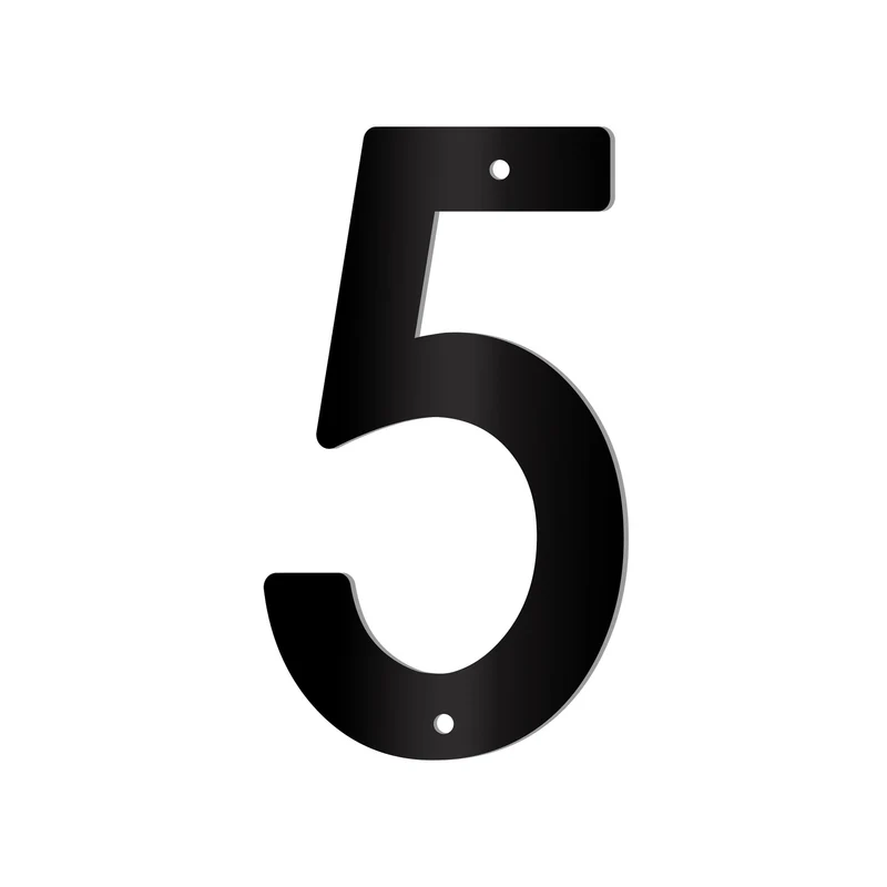 Chiffre percé de 5’’ en plexiglas, #5 (noir)