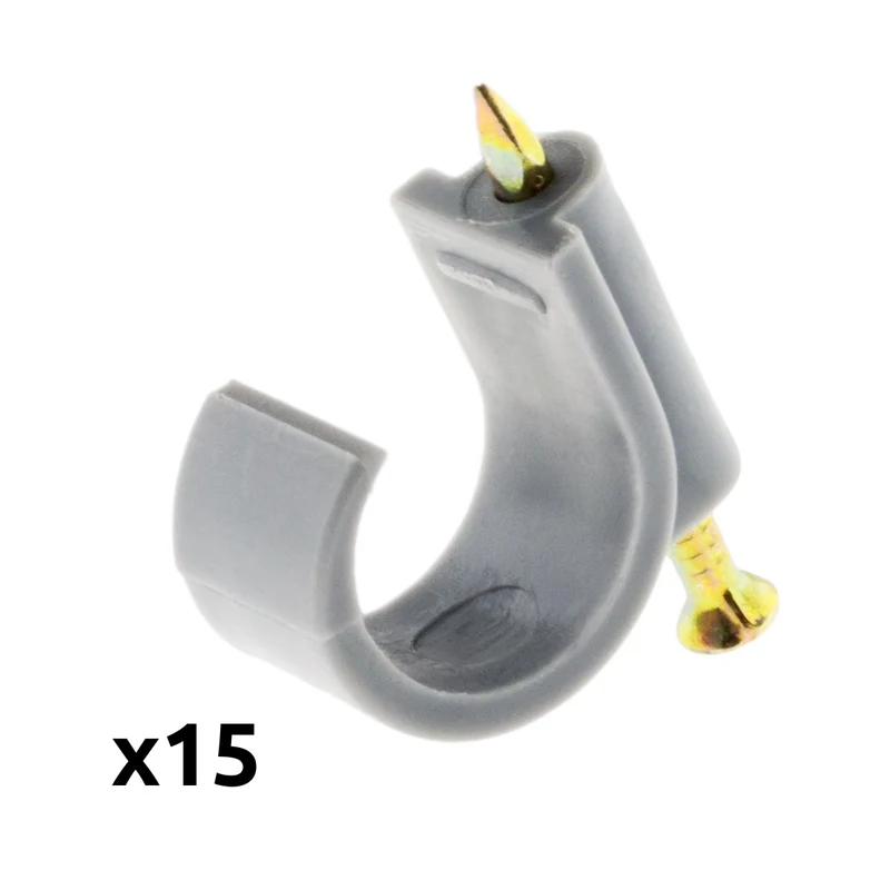 Lot de 15 attaches plastiques Ø16mm - Gris - Zenitech