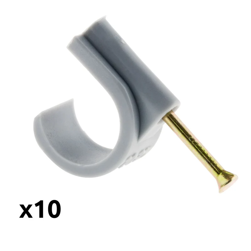 Lot de 10 attaches plastiques Ø20/25mm - Gris - Zenitech