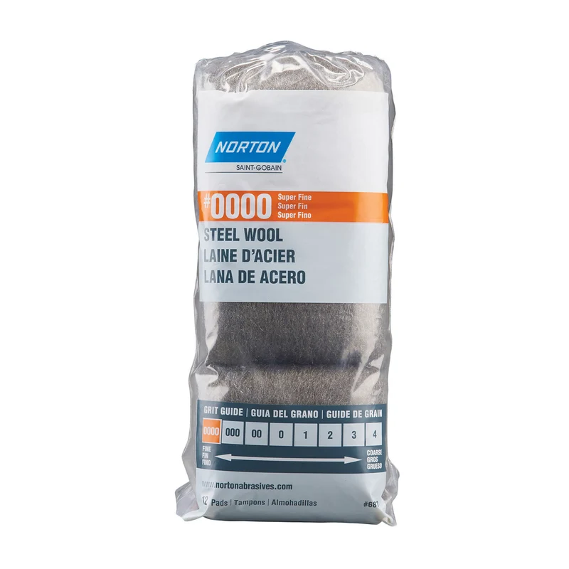 Laine d'acier #0000 super fin, 12 tampons