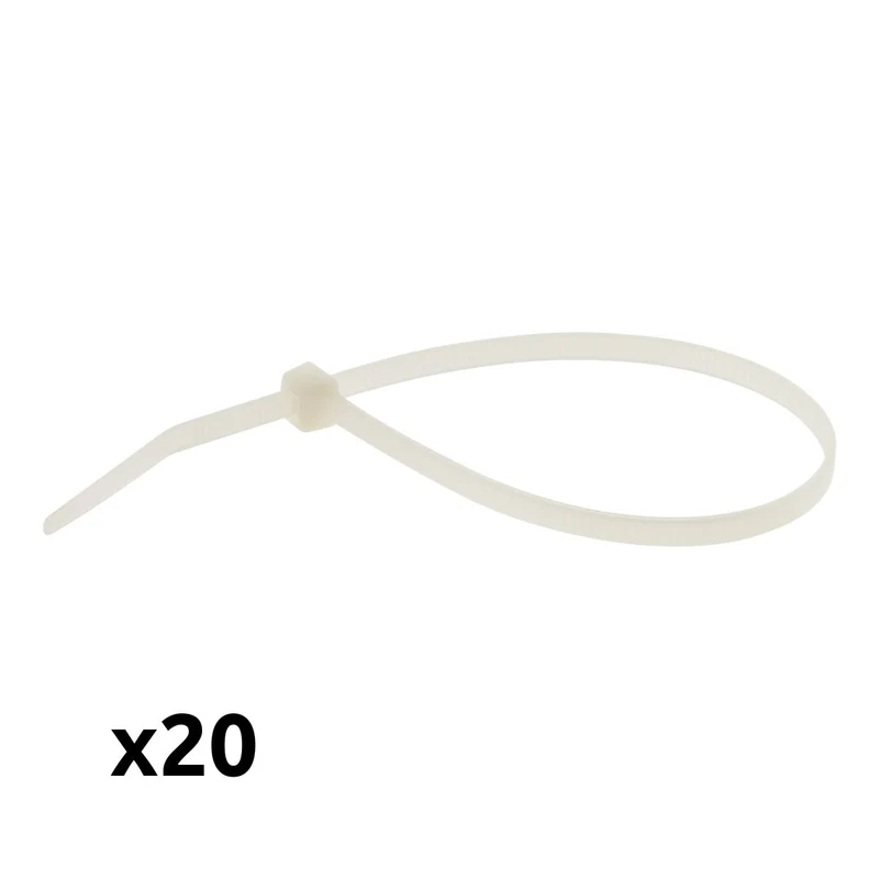 Lot de 20 colliers câblage 3,6x 200mm - Transparents - Zenitech
