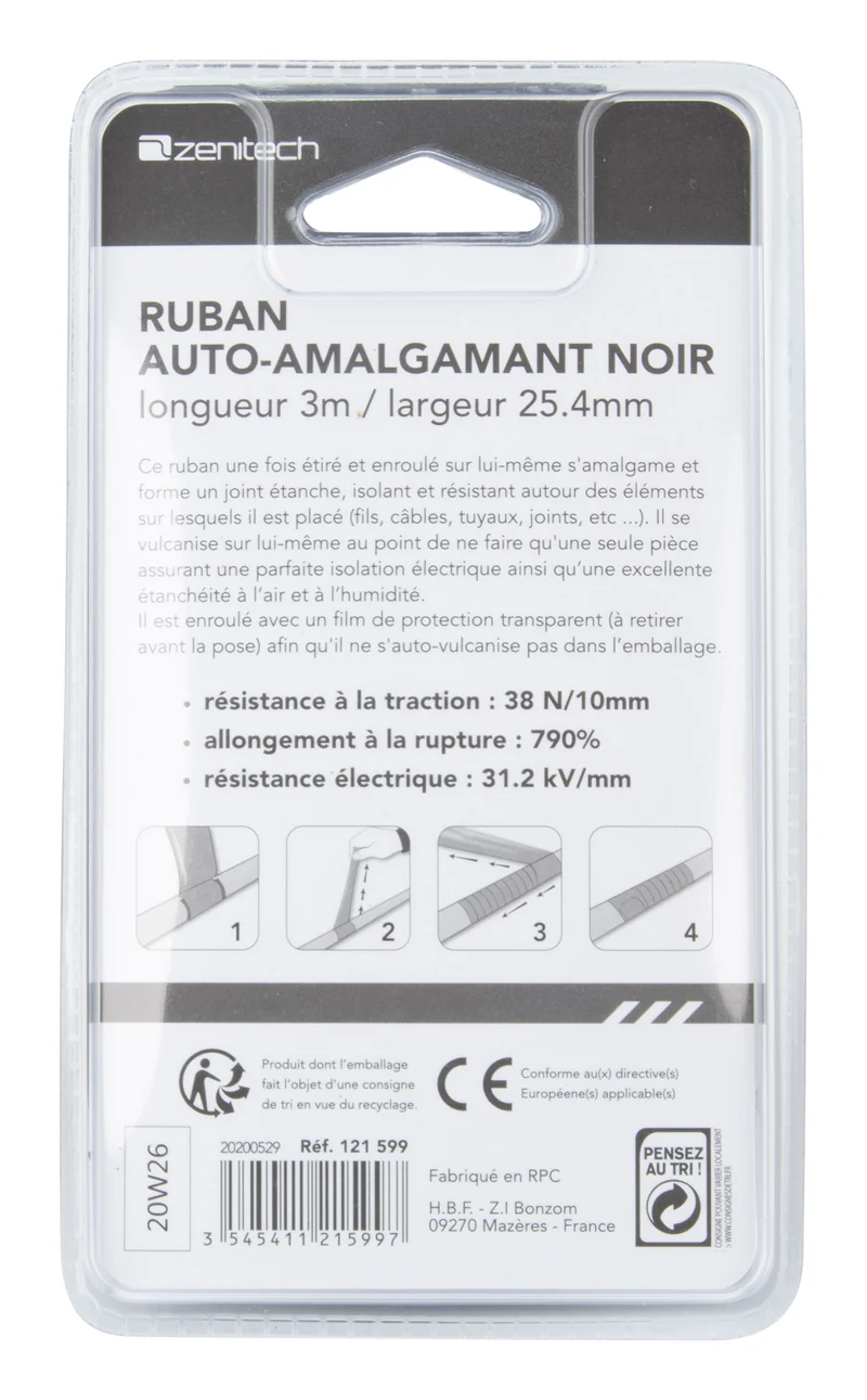Ruban adhésif anti fuites 3m - Noir - Zenitech