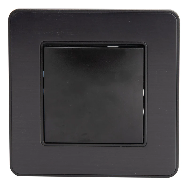 Interrupteur complet va et vient simple 10A - métal Noir brossé - Kouro - Zenitech