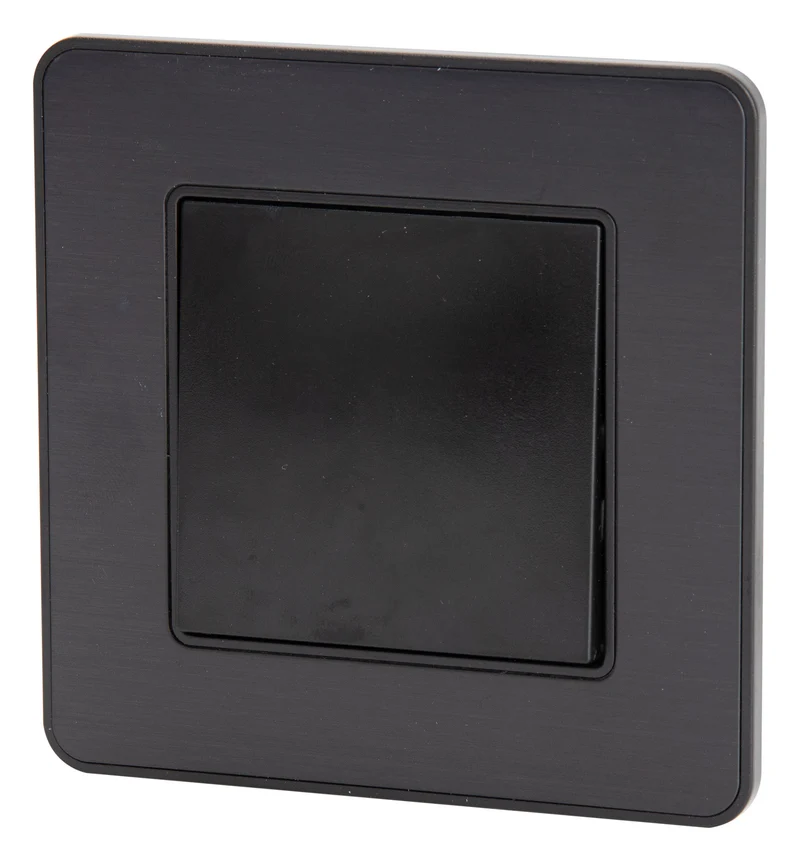 Interrupteur complet va et vient simple 10A - métal Noir brossé - Kouro - Zenitech