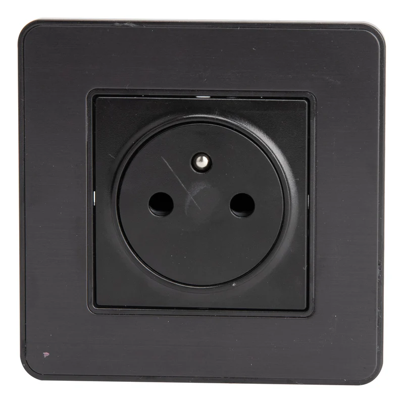 Prise 16A 2P+T Easy Eject en métal noir brossé - Kouro - Zenitech