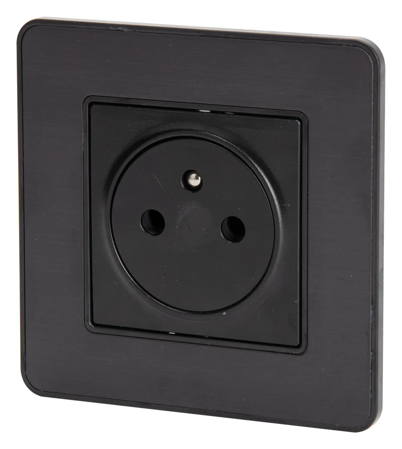 Prise 16A 2P+T Easy Eject en métal noir brossé - Kouro - Zenitech