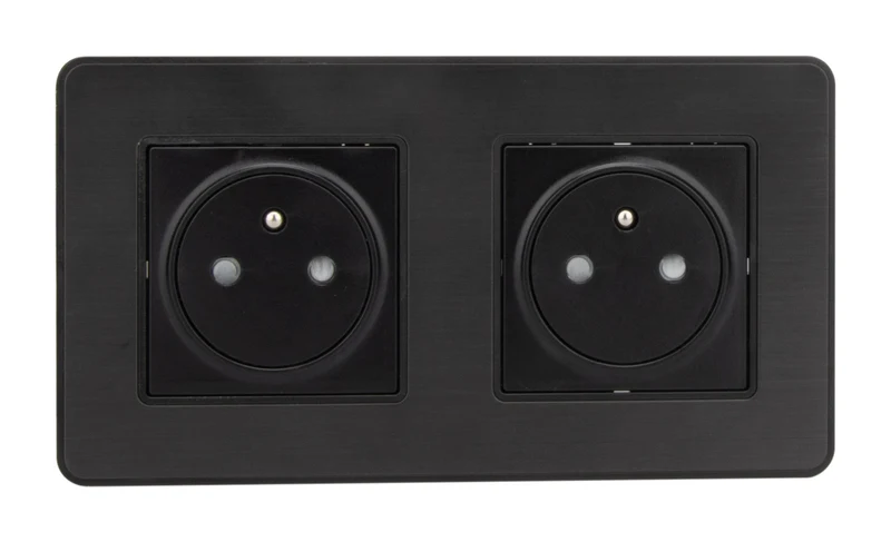 Prise 16A 2P+T Easy Eject en métal noir brossé - Kouro - Zenitech