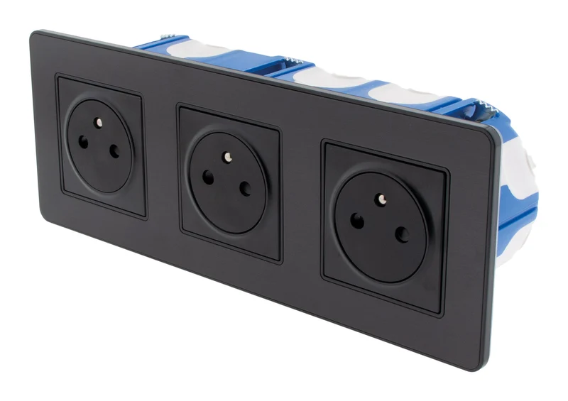 Prise 16A 2P+T Easy Eject en métal noir brossé - Kouro - Zenitech