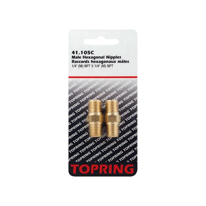 Union hexagonale en laiton, 1/4 (M) NPT (2 unités)