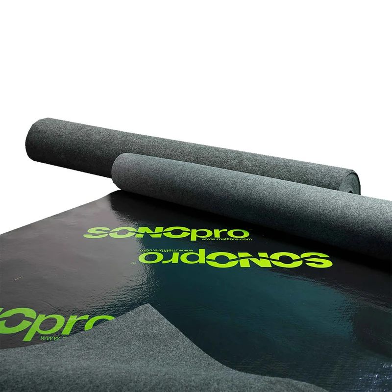 Membrane d'insonorisation sous-couche pour chape de béton et pour planchers laminés, 58" x 50' x 0,1" (241,67 pi2)