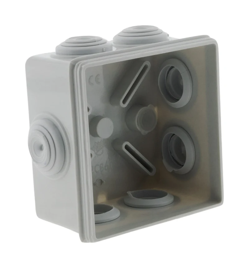Boîte dérivation étanche 80x80x46mm - Gris - IP55 - Zenitech