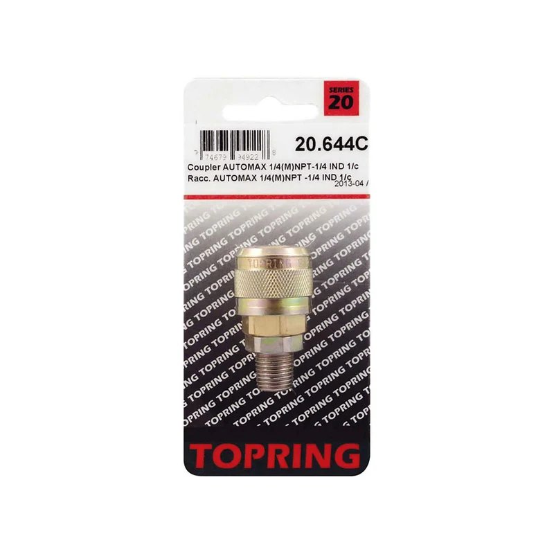 Raccord rapide de 1/4 industriel en laiton, 1/4 (M) NPT