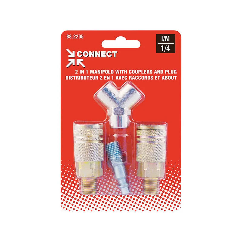 Distributeur en laiton, 2 raccords rapides 1/4 industriel