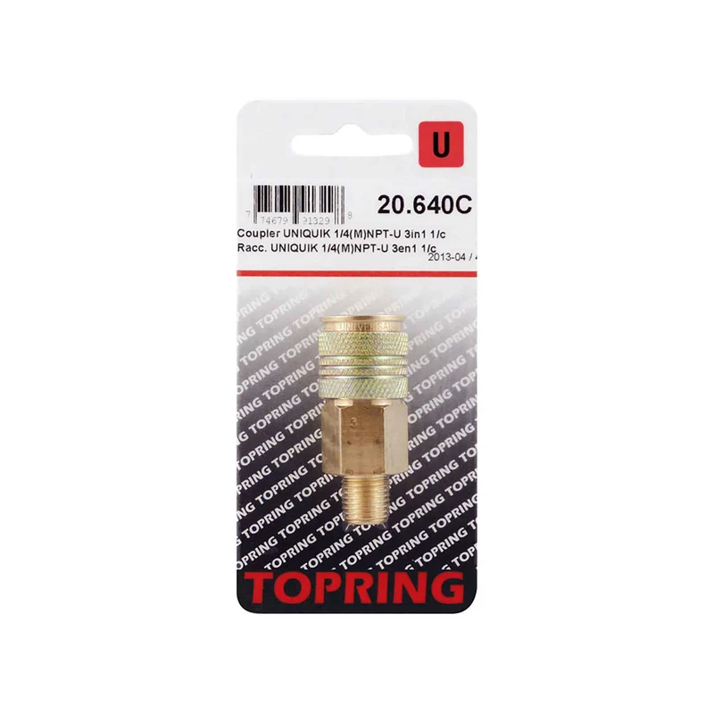 Raccord rapide 3 en 1 en laiton, 1/4 (M) NPT