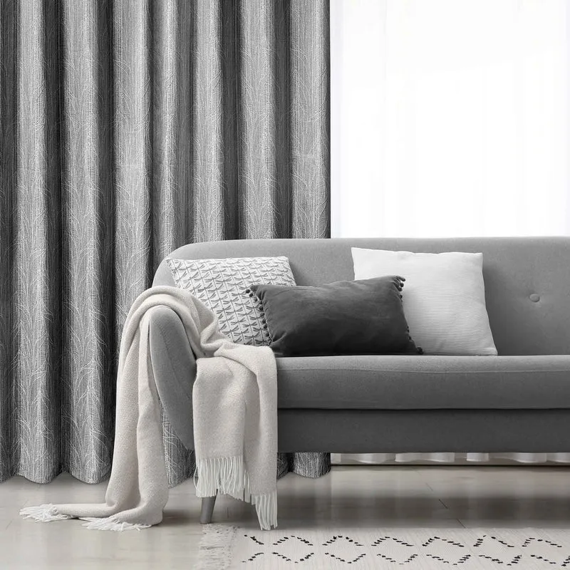 Panneau de rideau tissé et texturé avec un motif de feuilles, 54'' x 84'' (gris)