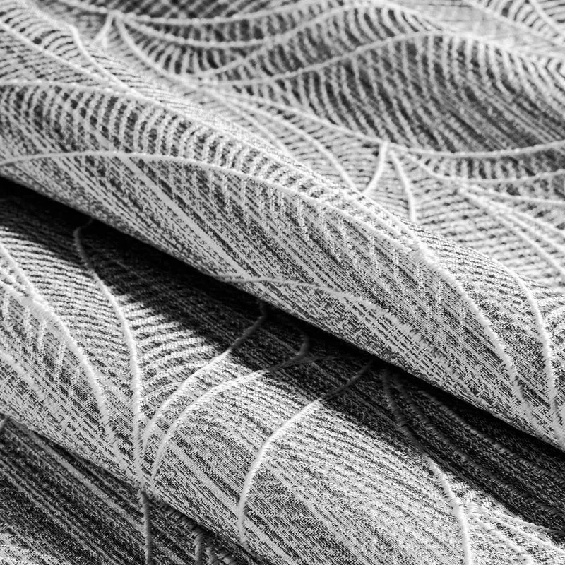 Panneau de rideau tissé et texturé avec un motif de feuilles, 54'' x 84'' (gris)