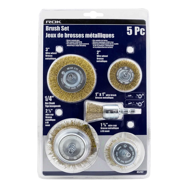 Ensemble de brosses métalliques en laiton, 5 pièces