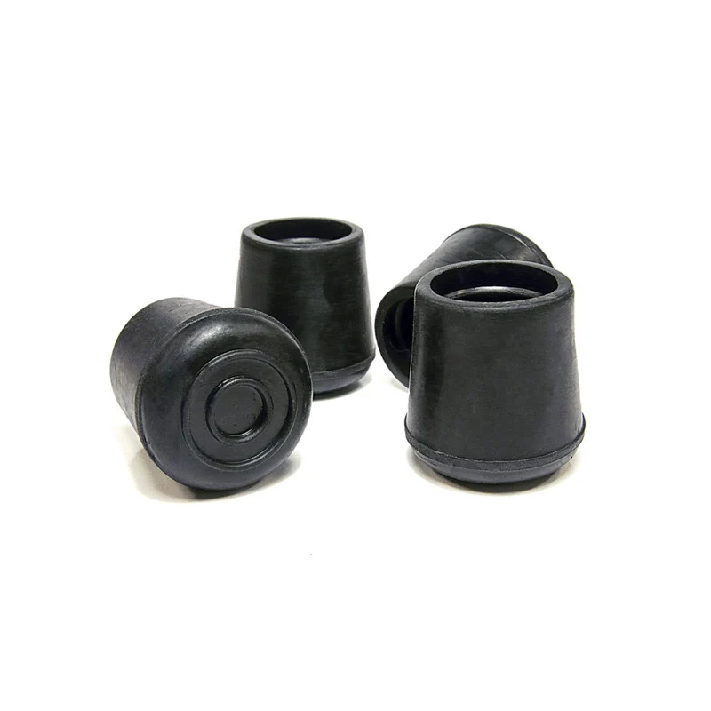 Embout de caoutchouc rond de 7/8'' DI, noir (4 unités)