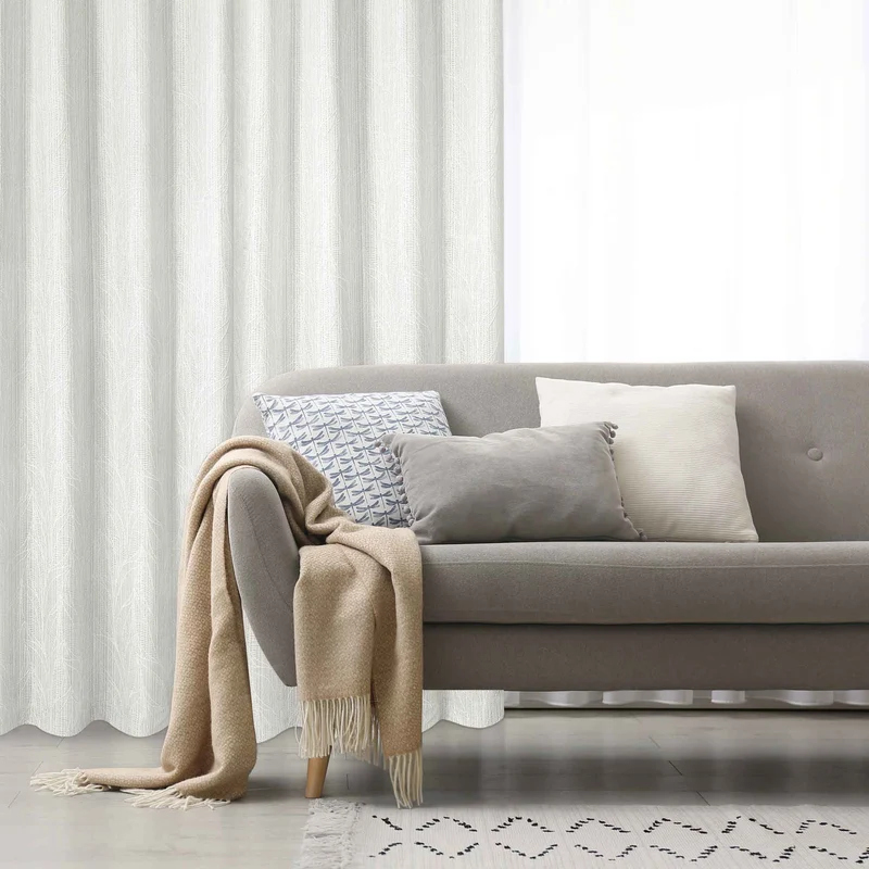 Panneau de rideau tissé et texturé avec un motif de feuilles, 54'' x 84'' (blanc brillant)